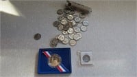 Coins: 39 Nickels, Half Dollar & 1906 Indian Head
