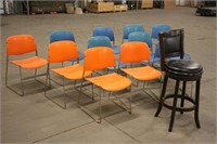 (12) Chairs & Swivel Barstool, Approx 43"