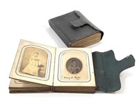 2 CDV, Tintype Albums w/ Leather Wrap Covers