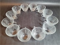 12 Piece Frosted Grape pattern Glass