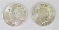 2 1923 90% Silver Peace Dollars.