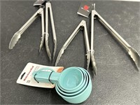 New metal tongs and kitchenaid measuring cups