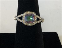 Beautiful Variegated Blue and Diamond Ring