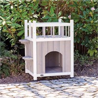 TRIXIE Wooden Pet Home with Balcony, Gray/White