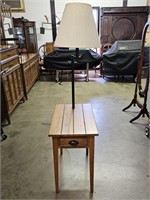 Oak One Drawer Swing Arm Lamp Side Table