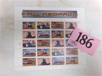 US STAMPS ALL ABOARD MINT SHEET