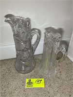 CUT GLASS GROUP OF PITCHER STYLE VASES
