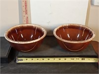 pair of 7" Hull brown dip serving bowls