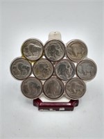 Buffalo nickel belt buckel 10 coins 1930's