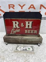 RARE R&H Light Beer ROG reverse on glass lighted