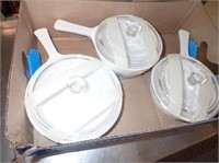 (3) Corningware Skillets w/Lids - 5 1/2" & 6"