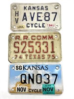 1975 Texas RR Comm License Plate and (2) Kansas