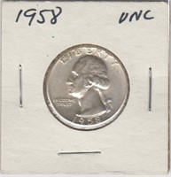 US Coins 1958 Washington Quarter AU
