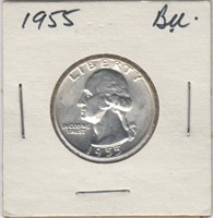 US Coins 1955 Washington Quarter AU/BU