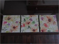 3  8" x 8" Floral Canvas Wall Decor