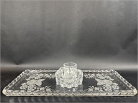 Floral Glass Tray, Ashtray Federal Glass Shotglass