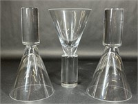 Set of Three Glass Column Based Martini Glasses