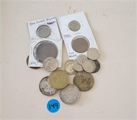 Shield Nickle and Foreign Coins