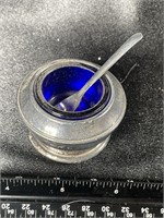 Antique Cobalt Blue & Silver Mustard Pot $$$$