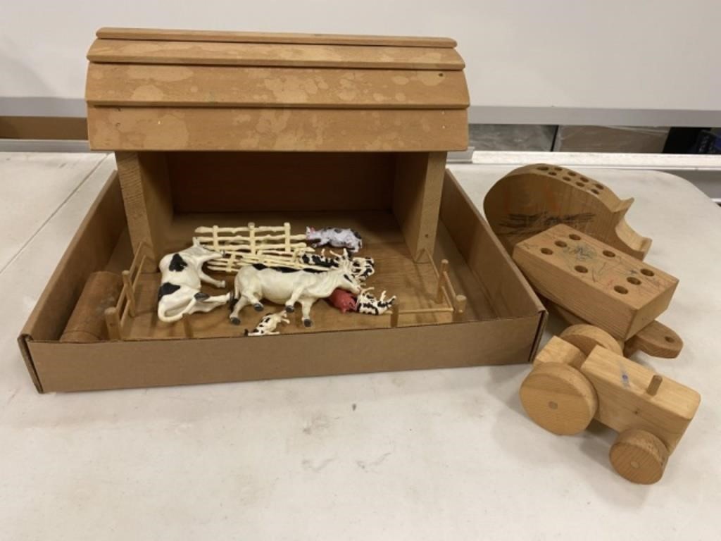 Wood barn with animals