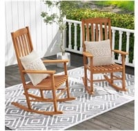 2-Pieces Patio Wood Outdoor Rocking Chair