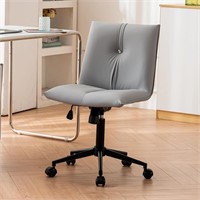 Grey Armless Office Chair with Wheels