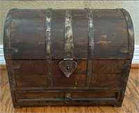 Dome Top Trunk with Drawer & Metal Banding