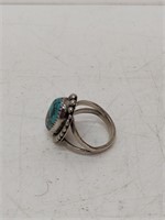 sterling silver estate turquoise ring