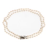A Strand of Cultured Pearls with a Diamond Clasp