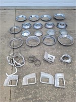 Chevy Hub Caps, Chrome Rings Trim Car Parts Lot