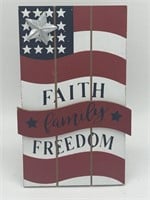Patriotic Mini Wood USA Flag Tabletop Sign Decor