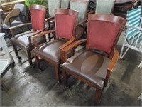 Leather / Wood Conference Chairs W/Wheels