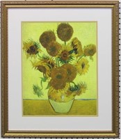 SUNFLOWERS IN VASE BY VINCENT VAN GOGH