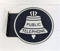 Original Public Telephone Metal Flange Sign