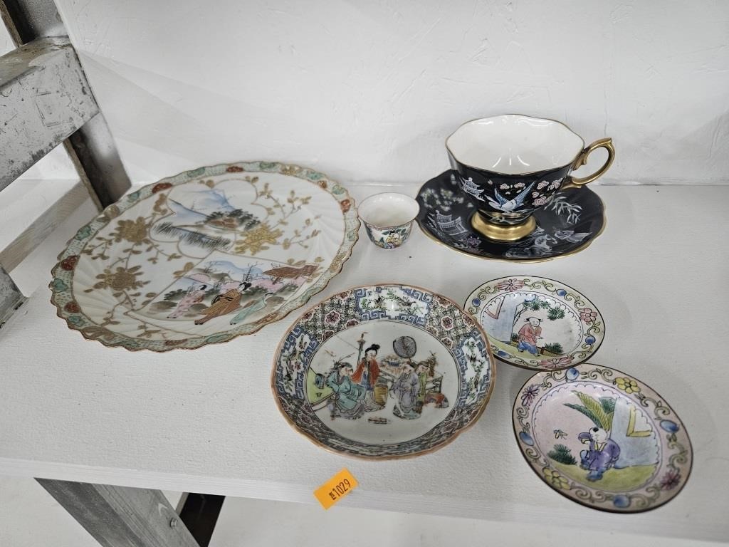 Vintage kutani porcelain plate and oriental china