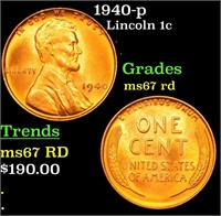 1940-p Lincoln Cent 1c Grades GEM++ Unc RD