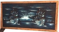 Deep Blue Canvas Painting Of Ships At Night VS11