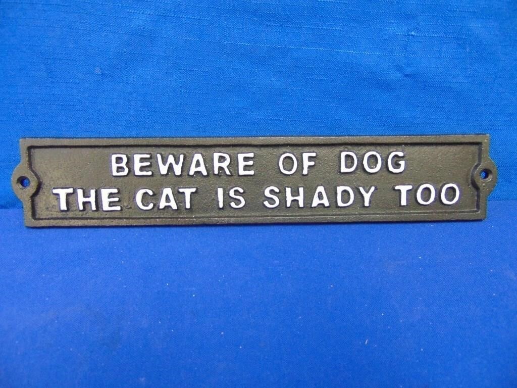 Cast Iron Beware Of Dog & Cat Novelty Sign