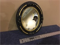 BLACK WOOD OVAL MIRROR