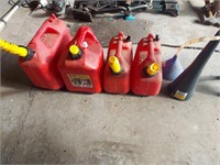 Lot of Gas Cans and Funnels