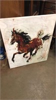 Signed Art: (Amy Wang) Horse Picture on Canvas