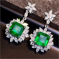 3.8ct Colombian Emerald 18Kt Gold Earrings