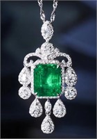 3.85ct Colombian Emerald 18Kt Gold Pendant
