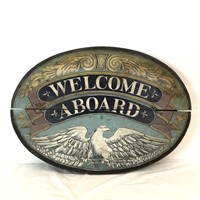 Wood, "Welcome Aboard" Hand Painted Sign