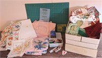 Lot of Material and Other Sewing Items