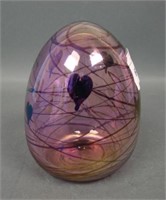 Fenton Amethyst Iridised Hanging Hearts Egg