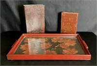 Leaf Tray and Decorative Book Storage Boxes