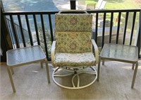 Patio Swivel Chair and Side Tables