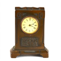 Art Deco Bronze Mini Clock