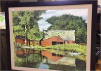 Large framed print, the red boat House, behind